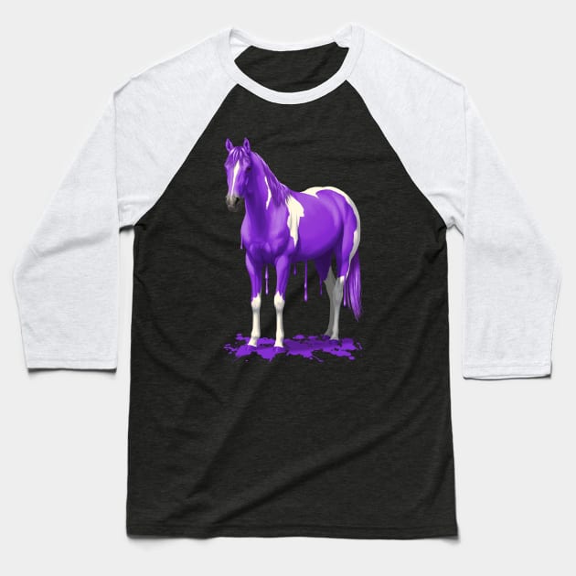 Funny Purple Pinto Dripping Wet Paint Horse Baseball T-Shirt by csforest